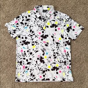 Sunday Swagger Paint Splatter Print Polo Shirt